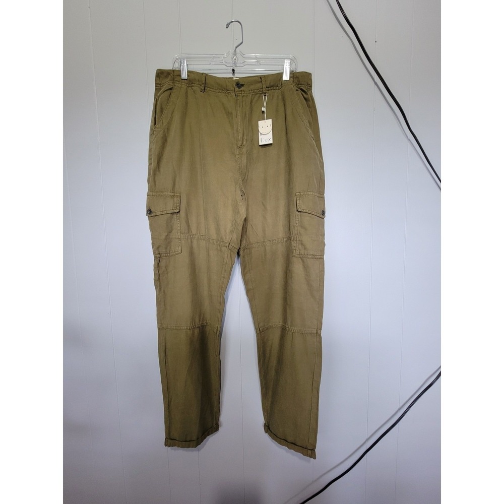 Dex Mens Olive Green Cargo Pants Size L Recycled Materials Utility Twill 18447
